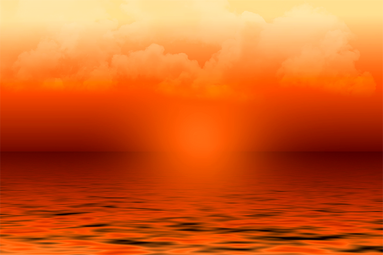 Illustration d'un magnétiseur près de Cholet, avec une ambiance apaisante d'eau et de ciel orangé pour symboliser le bien-être.